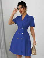 Double-Breasted Pleated Blazer Dress