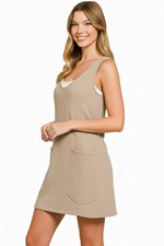 Zenana Washed Slub Adjustable Strap Overall Dress
