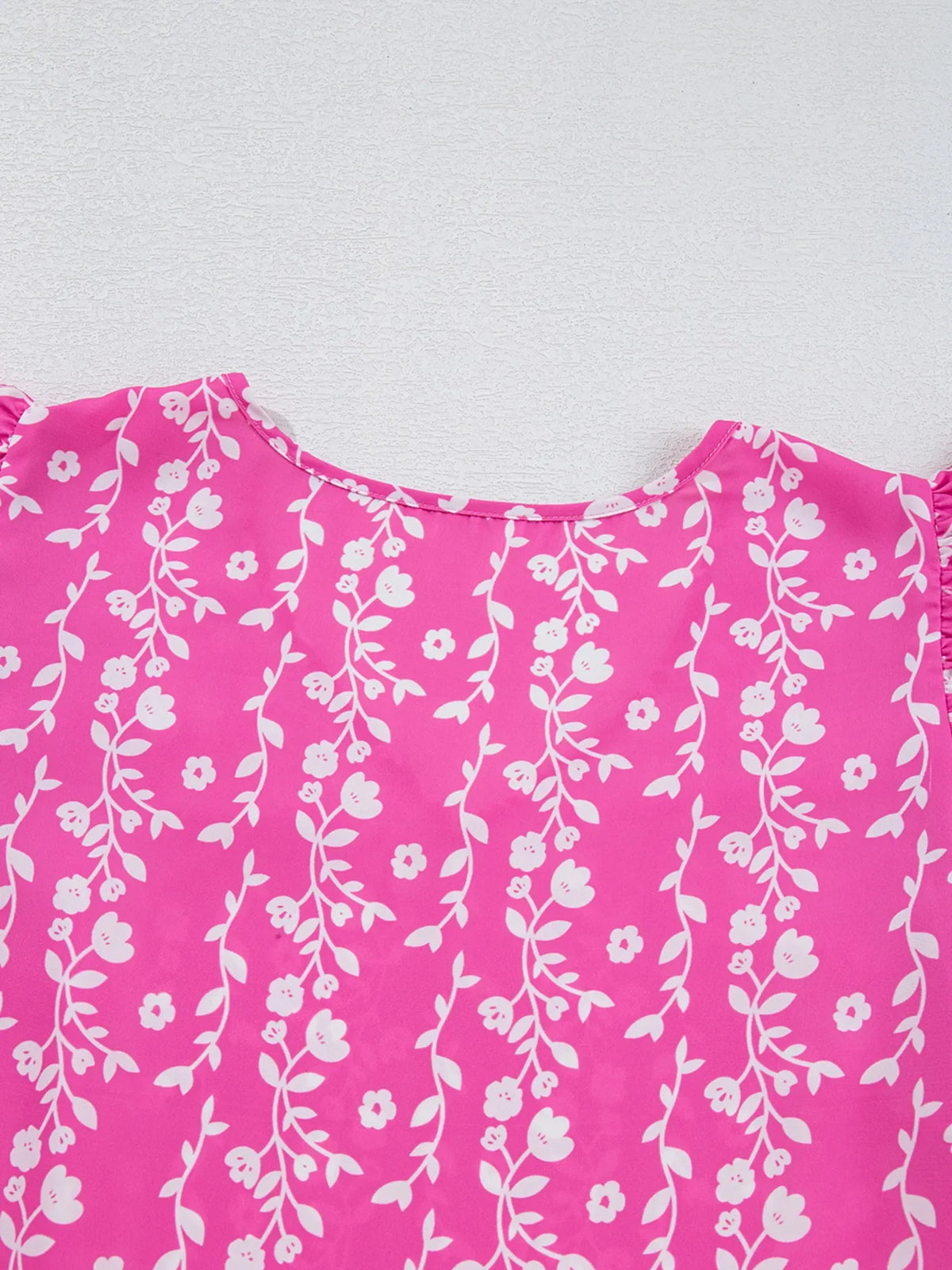 Floral Print Ric-rac Tiered Ruffled V Neck Blouse