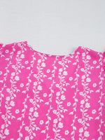 Floral Print Ric-rac Tiered Ruffled V Neck Blouse