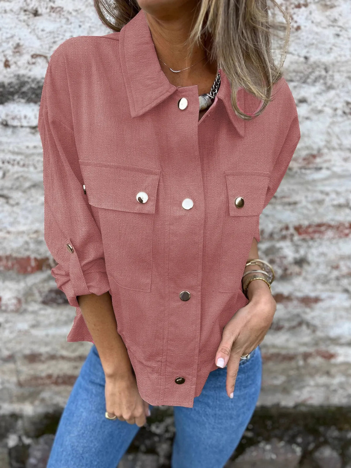 Snap-Down Utility Shacket with Chest Pockets