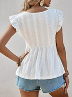 Ruffle Sleeve V-Neck Blouse