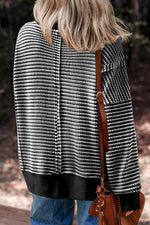 Oversized Striped Round Neck Sweatshirt