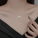 925 Sterling Silver Bow Pendant Necklace