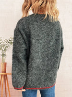 Contrast Trim Round Neck Cozy Sweater