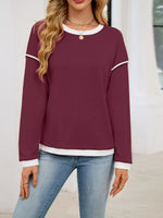 Contrast Trim Long Sleeve Sweatshirt