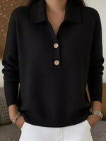 Full Size Button Detail Long Sleeve Sweater Plus Size
