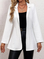Textured Open Front Slim Fit Blazer