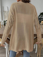 Openwork Open Front Knit Cardigan