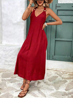 V-Neck Sleeveless Midi Dress
