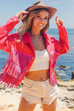BiBi Rhinestone Fringe with Studed Collar Jacket