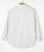 Striped Collared Neck Long Sleeve Shirt