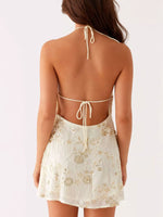 Sequin Beaded Halter Neck Dress