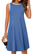 Round Neck Sleeveless Mini Tank Dress