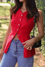 Button Down V-Neck Vest