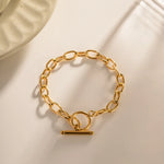 18K Gold-Plated Stainless Steel Toggle Chain Bracelet