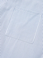 Pinstripe Long Sleeve Smocked Cuffs Button Shirt Collar Blouse