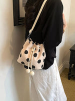 Polka Dot Drawstring Bucket Crossbody Bag