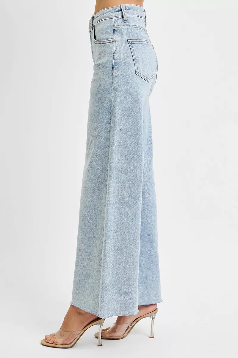 RISEN Full Size High Rise Ankle Wide Palazzo Jeans Plus Size