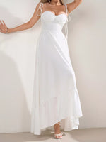 Sweetheart Neck Tie-Strap Ruffle Hem Maxi Dress