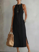 Full Size Sleeveless Lace Trim Midi Dress Plus Size