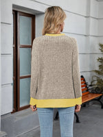 Contrast Trim Round Neck Long Sleeve T-Shirt