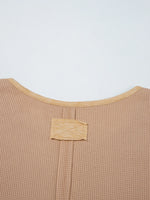 Waffle Textured Tunic Henley Top with Slits