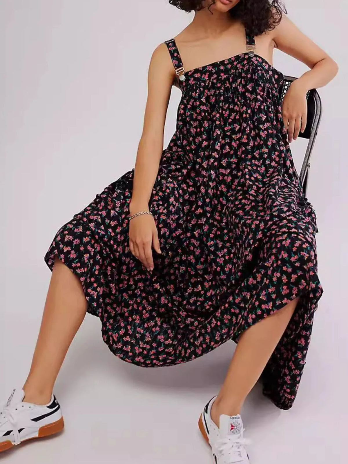 Floral Print Square Neck Summer Dress