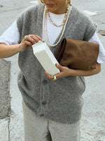 Button-Front Sweater Vest