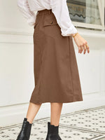 Front Slit Shift High Waist Midi Skirt