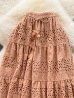 Eyelet Tiered Maxi Skirt