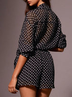 Polka Dot Button Up Shirt and Shorts Set