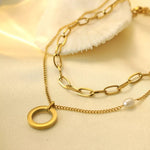 18K Gold-Plated Double Layered Necklace