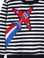 Children's Striped Airplane Applique Crewneck Sweatshirt