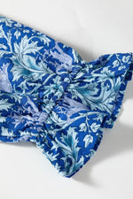 Floral Printed Frilled V Neck Bracelet Sleeve Long Dress