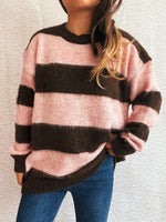 Striped Contrast Long Sleeve Sweater