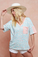 BiBi Multi Color Leopard Printed French Terry T-Shirt
