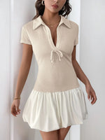 Perfee Johnny Collar Short Sleeve Mini Dress