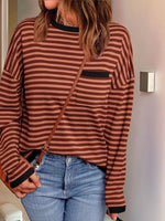 Striped Round Neck Long Sleeve Knit Top