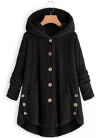 Full Size Fleece Button-Down Hooded Outerwear Plus Size