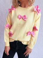 Bow Round Neck Long Sleeve Sweater
