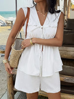 Tie-Front Sleeveless Top and Shorts Set