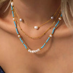 Turquoise Pearl Beaded Necklace