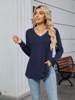 V-Neck Long Sleeve Relaxed Fit T-Shirt