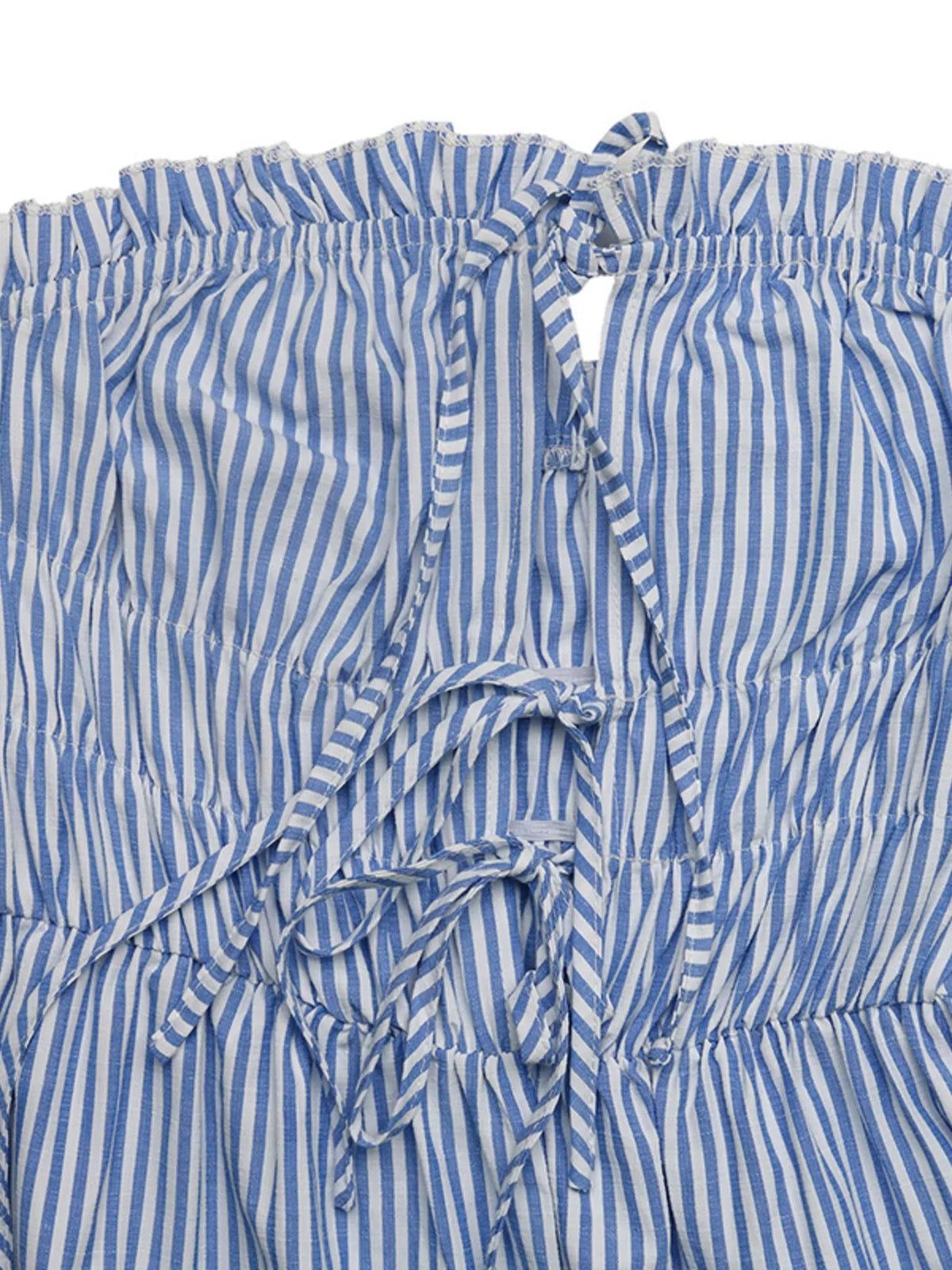 Striped Strapless Tie Front Wide Leg Jumpsuit