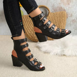 Buckle Block Heels Sandals