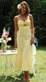 Women Clothing Solid Color Tube Top Back Smocking Tight Waist Maxi Dress
