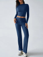 Round Neck Long Sleeve Top and Pants Set
