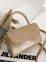 Crocodile Pattern Top Handle Crossbody Bag