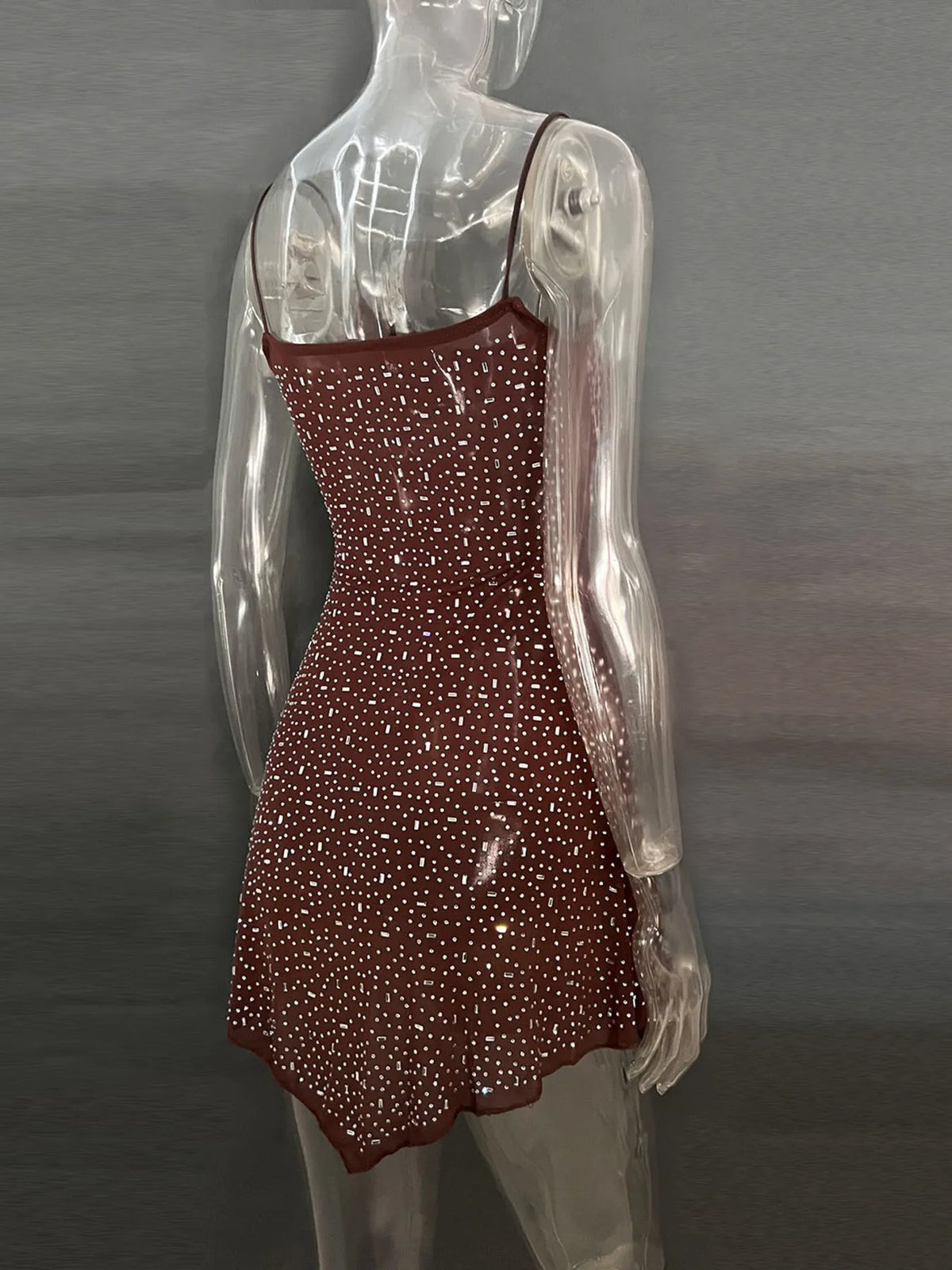 Rhinestone Decor Mini Cami Dress
